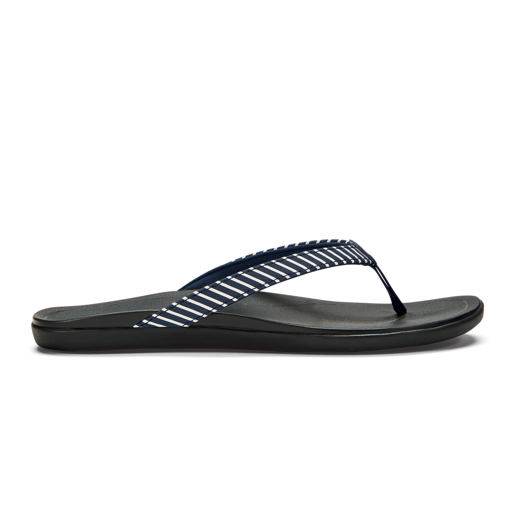 OluKai 20294 Ho'Opio Sandals for Women - Trench Blue/Stripe