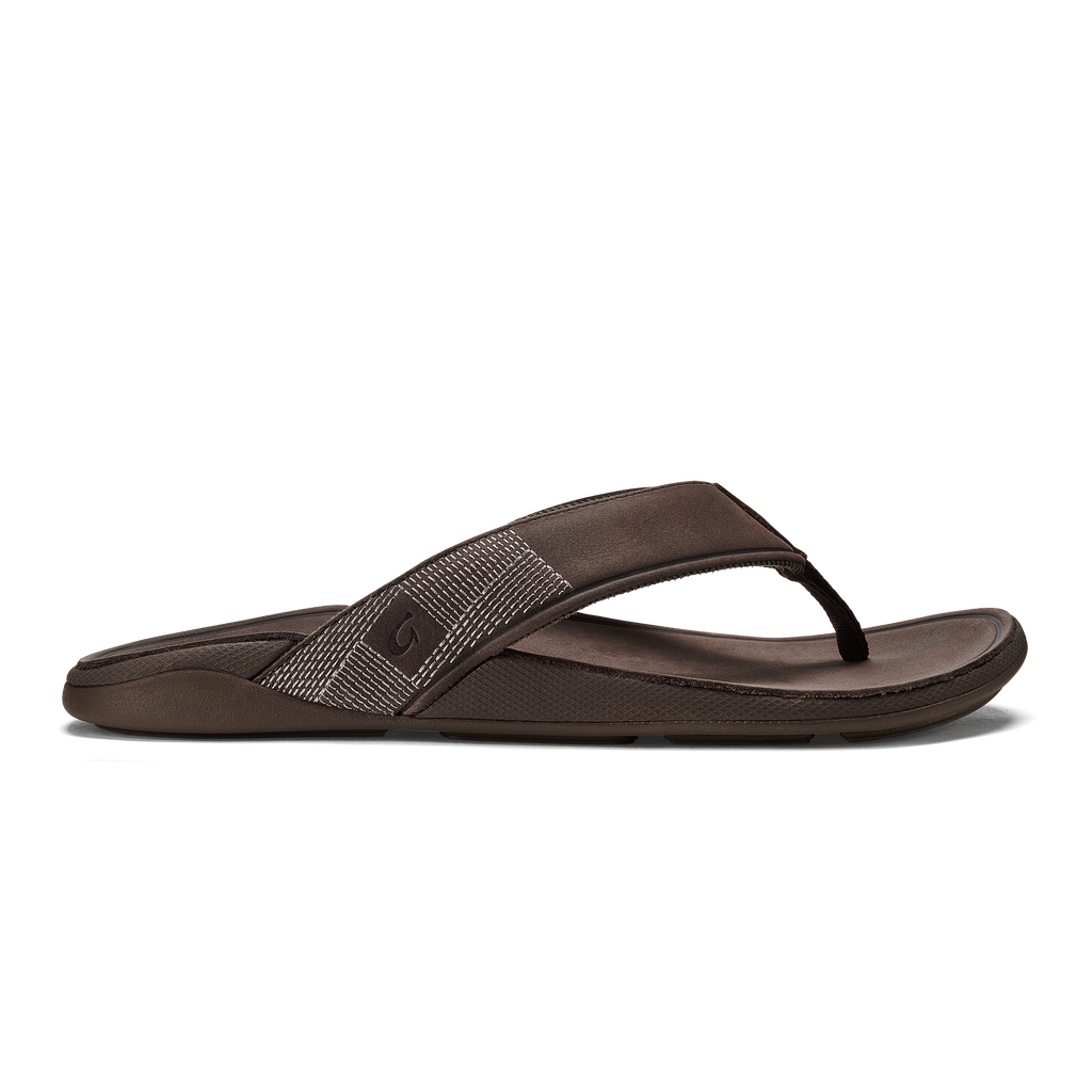 OluKai 10465 Tuahine Sandals for Men - Dark Wood/Dark Wood