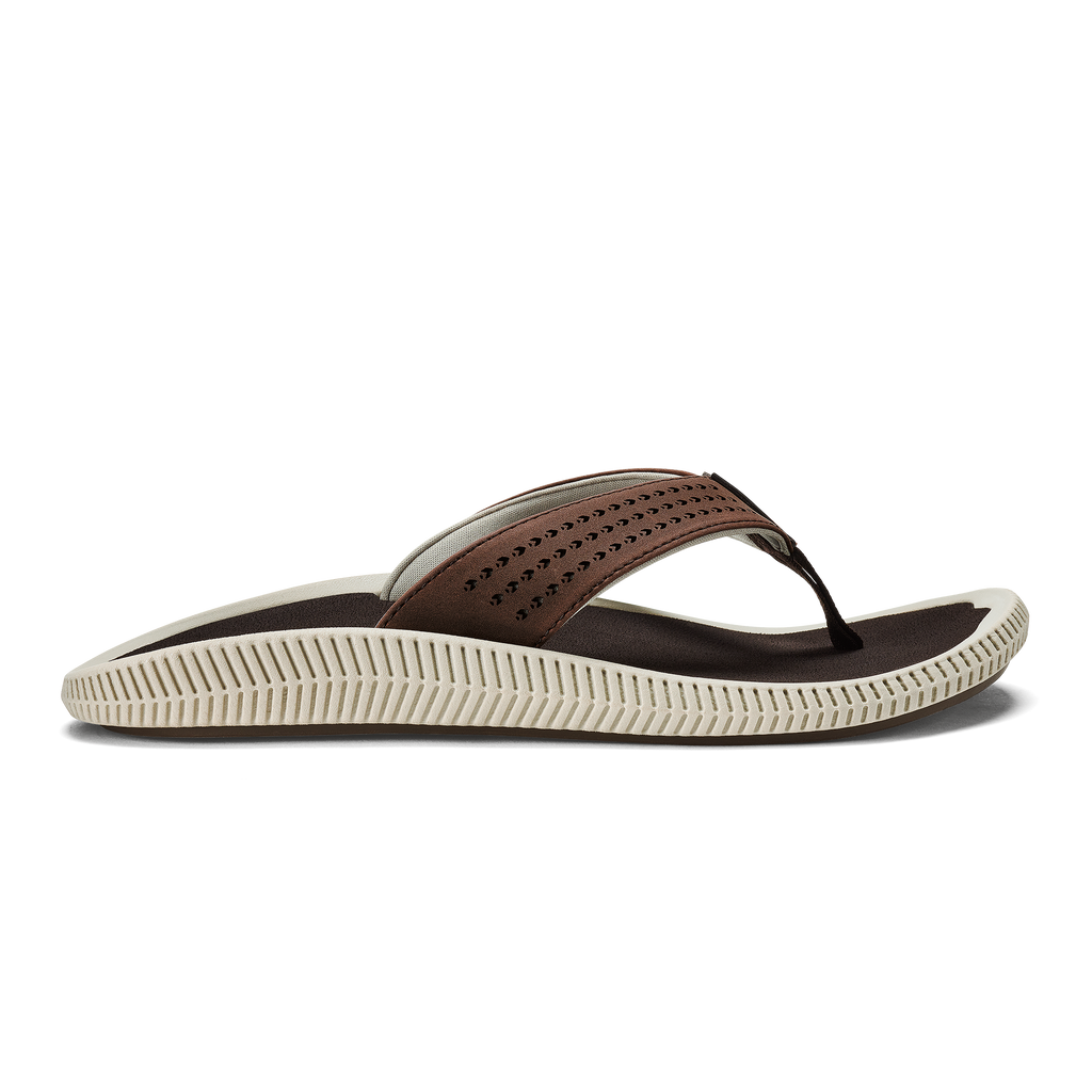 OluKai 10435 Ulele Sandals for Men - Dark Shadow/Dark Wood