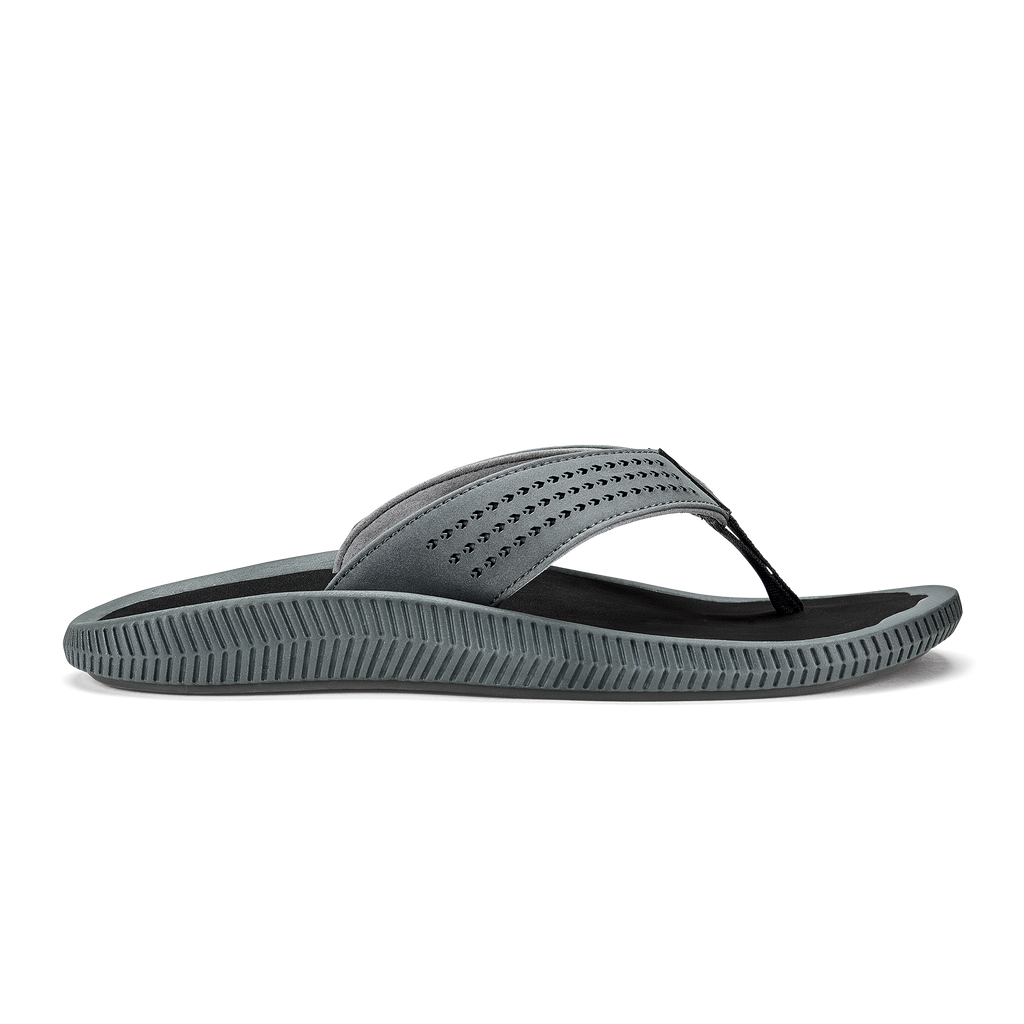 OluKai 10435 Ulele Sandals for Men - Dark Shadow/Black