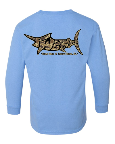 TW's Old School Camo Marlin for Youth - Long Sleeve T-Shirt
