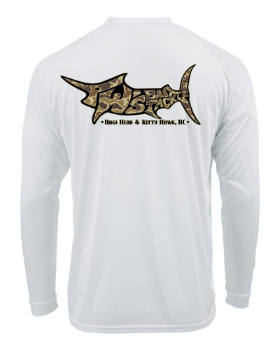TW's Old School Camo Marlin for Youth - Long Sleeve Performance Shirt