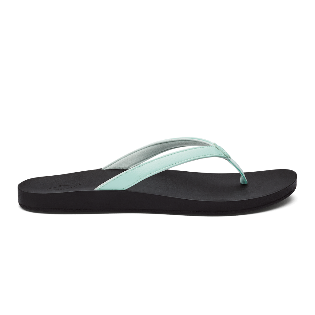 OluKai 20498 Puawa Sandals for Women - Sea Glass/Black