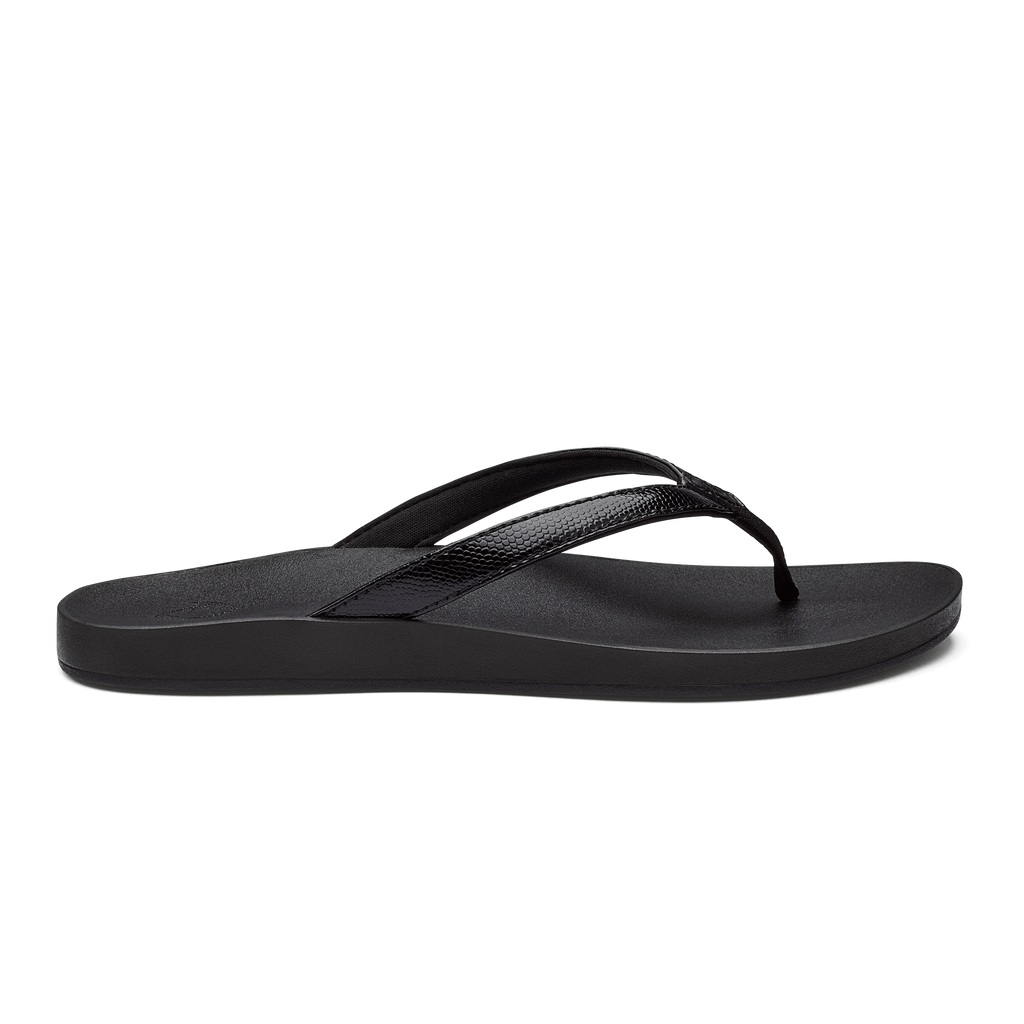 OluKai 20498 Puawa Sandals for Women - Black/Black