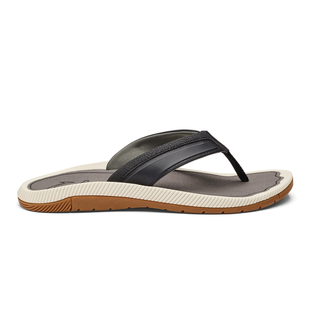 OluKai 10519 Kukulu Sandals for Men - Black/Charcoal