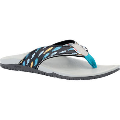 XTRATUF AUNW-0TS Salmon Sisters Auna Sandals-Women-Black/SS Tails & Scales