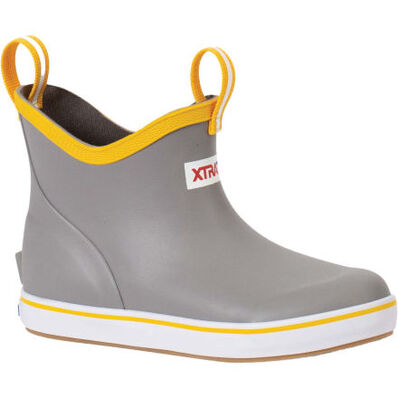 XTRATUF XKAB-107 Kids Ankle Deck Rubber Boot-Gray/Yellow