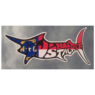 Marlin Outline NC Flag on White Background Decal