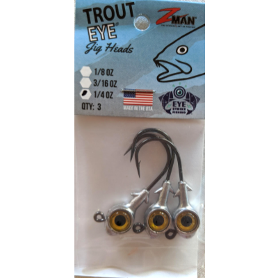 Trout Eye Jighd-1/4oz Gold-3pk