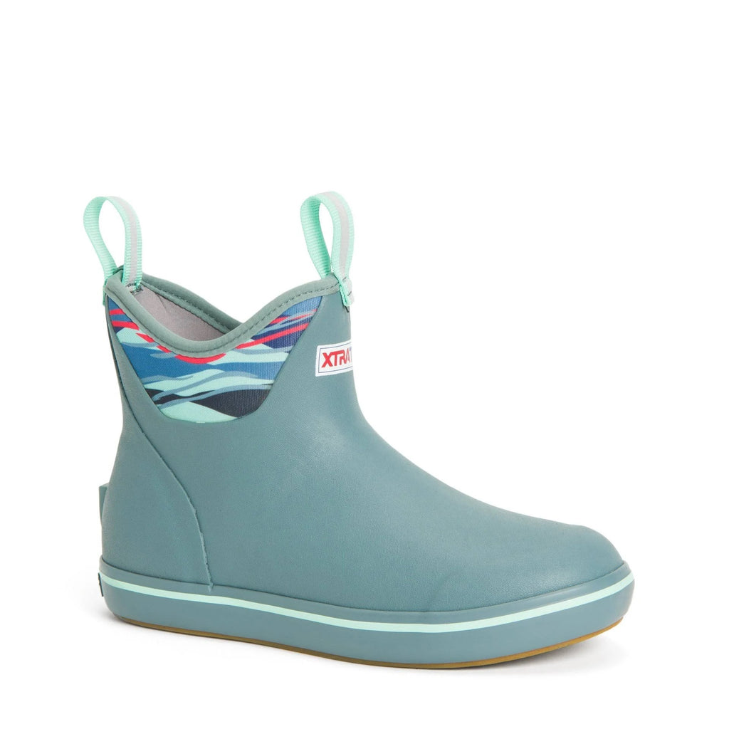 XTRATUF XWAB-2BG Womens 6" Ankle Deck Rubber Boot-Trooper Blue/Beach Glass