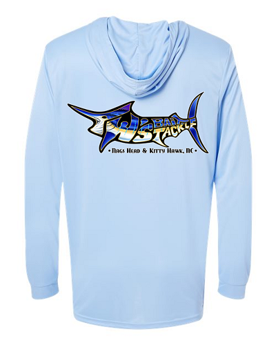 TW's Marlin Marlin Outline for Men - Hooded Long Sleeve Performance Shirt