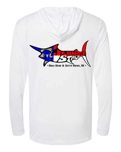 TW's NC Flag Marlin for Men - Hooded Long Sleeve Performance Shirt